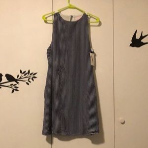 Pink Lily Sunny Days In My Heart Striped Dress size S navy & white w/pockets NWT